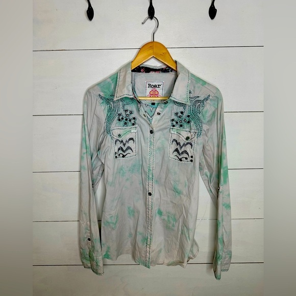 Roar Embroidered & Embellished Western Shirt – Size S - Picture 1 of 8